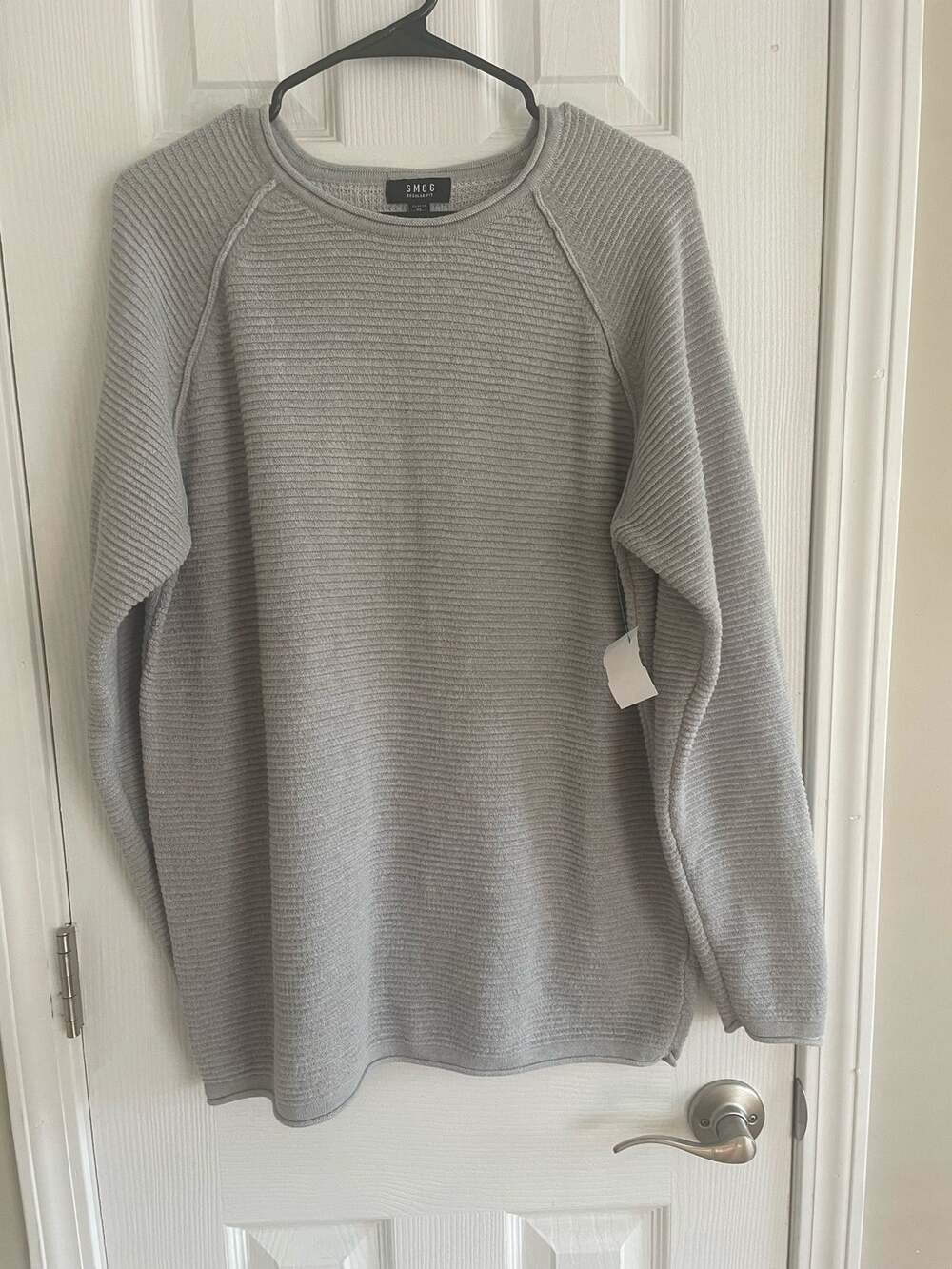 SMOG Gray Heather Unisex Sweater long sleeved ribbed cotton blend XL, A03, $54